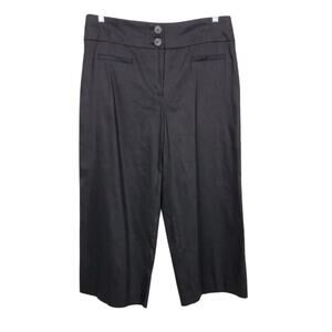 Alfani Linen Capri Pants Wide Leg Women Size 8P Deep Black NWOT